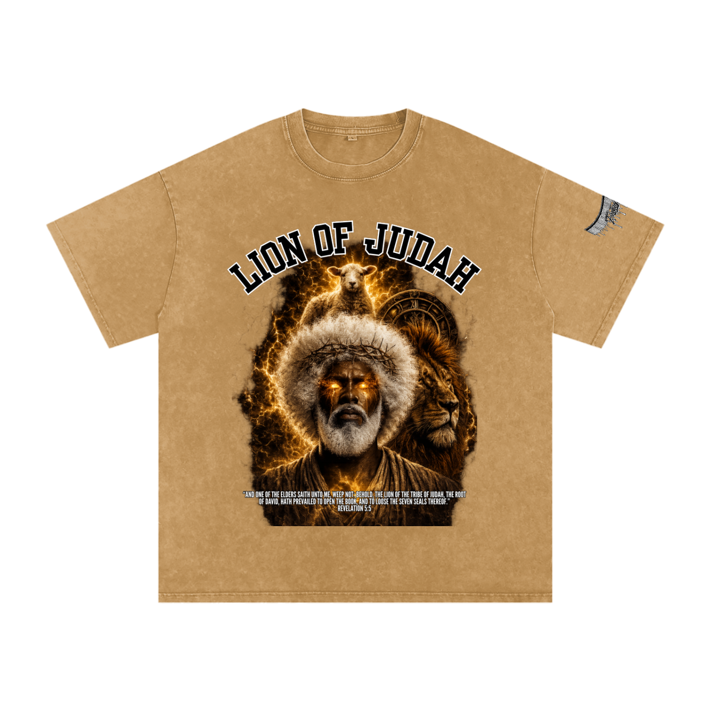 "Black Lion of Judah" Snow Washed Oversized Cotton T-Shirt