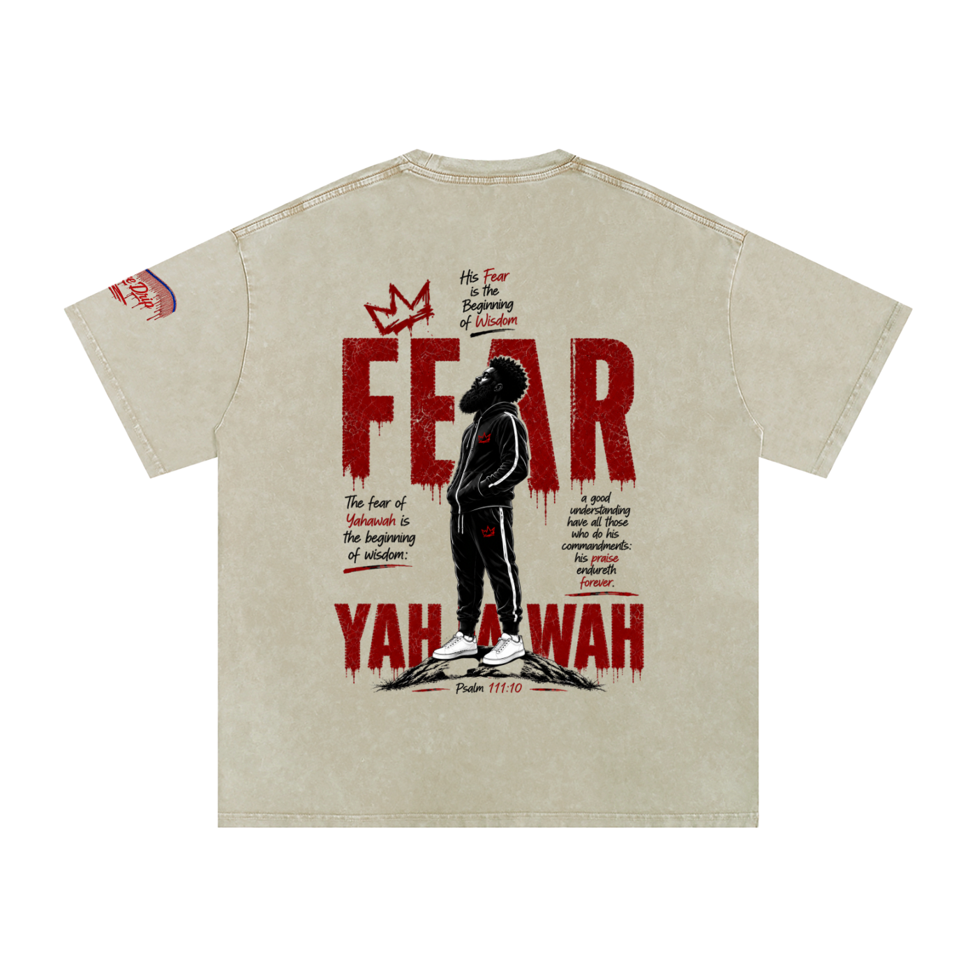"Ahchyam Fear Yahawah Tee" Snow Washed Oversized Cotton T-Shirt