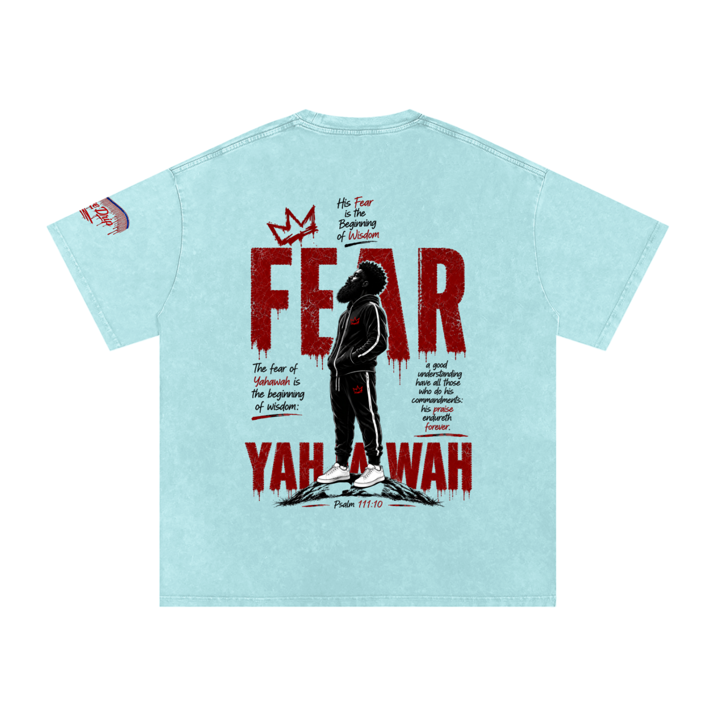 "Ahchyam Fear Yahawah Tee" Snow Washed Oversized Cotton T-Shirt