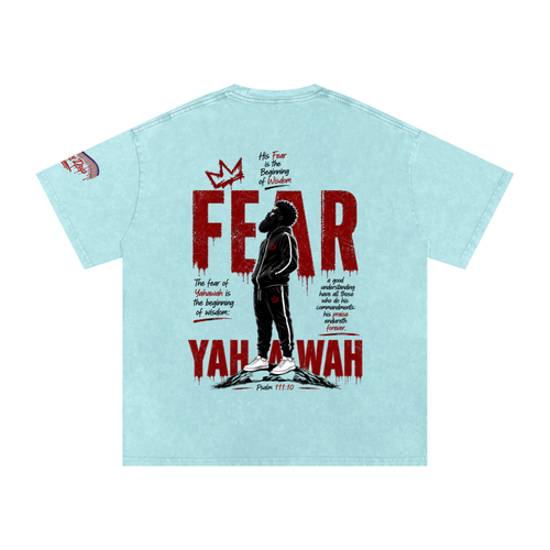 "Ahchyam Fear Yahawah Tee" Snow Washed Oversized Cotton T-Shirt