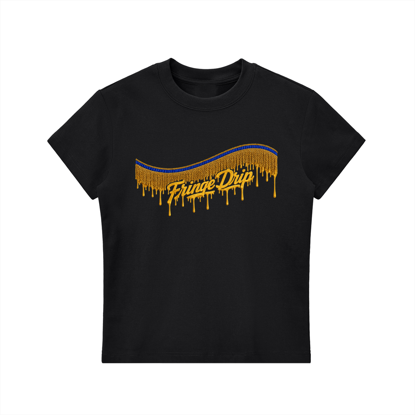 "Women's Fringe Drip Signature Tee" Essential Bodycon Crewneck T-Shirt