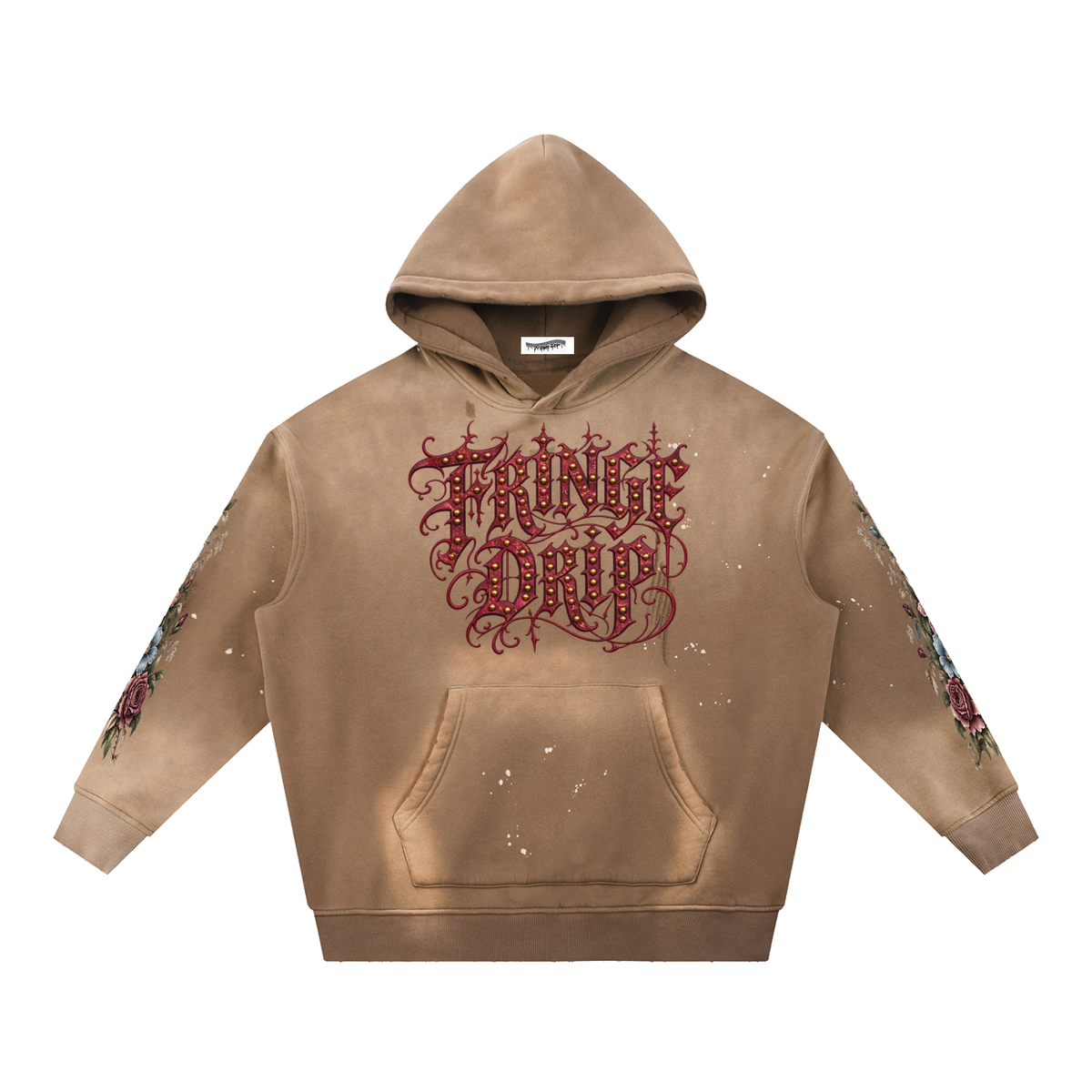 "Fringe Drip Gothic Hoodie" Vintage Washed Frayed Fleece Hoodie
