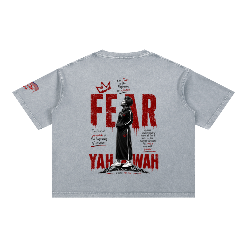 "Ahchyawath Fear Yahawah" Mineral Wash Boxy Cotton T-Shirt