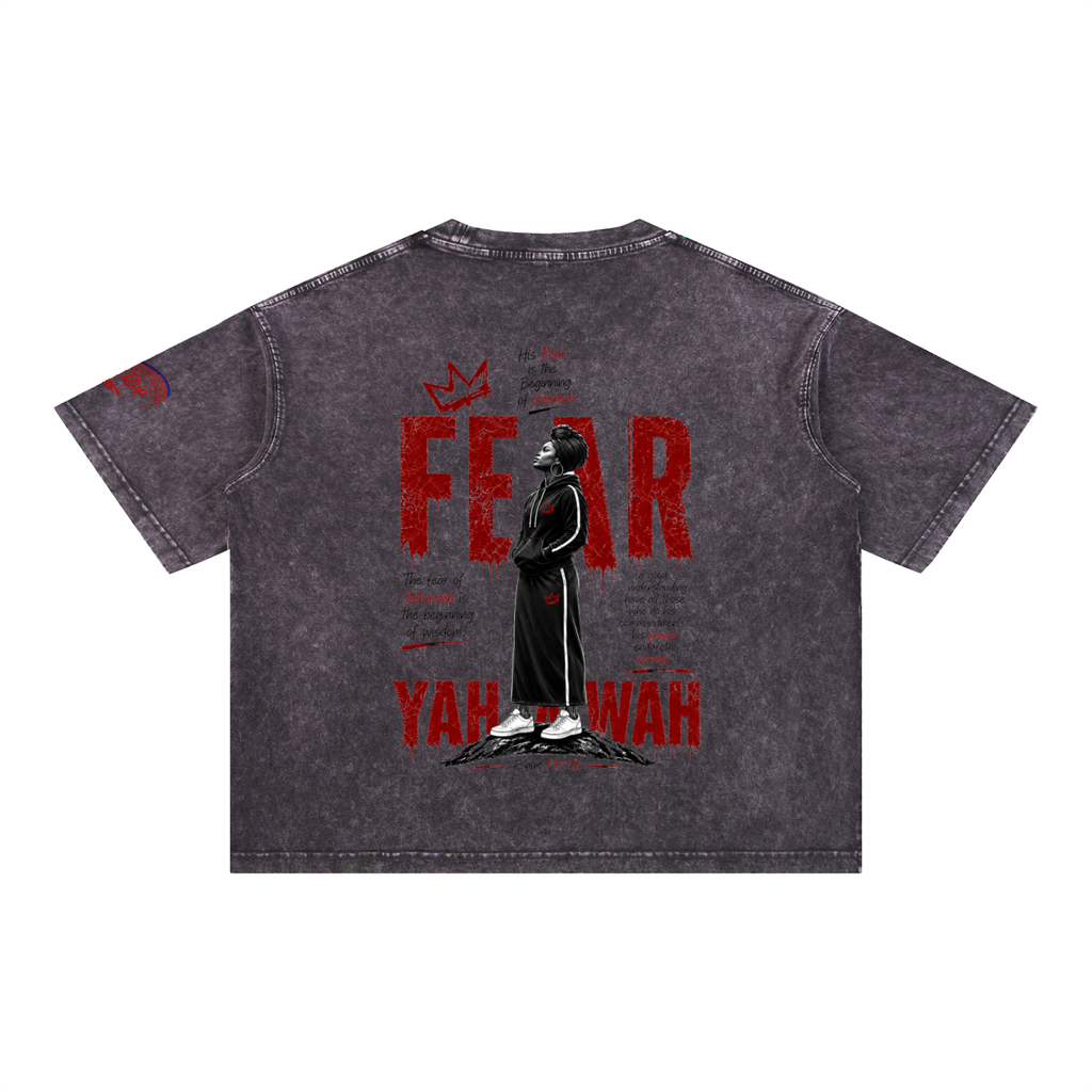 "Ahchyawath Fear Yahawah" Mineral Wash Boxy Cotton T-Shirt