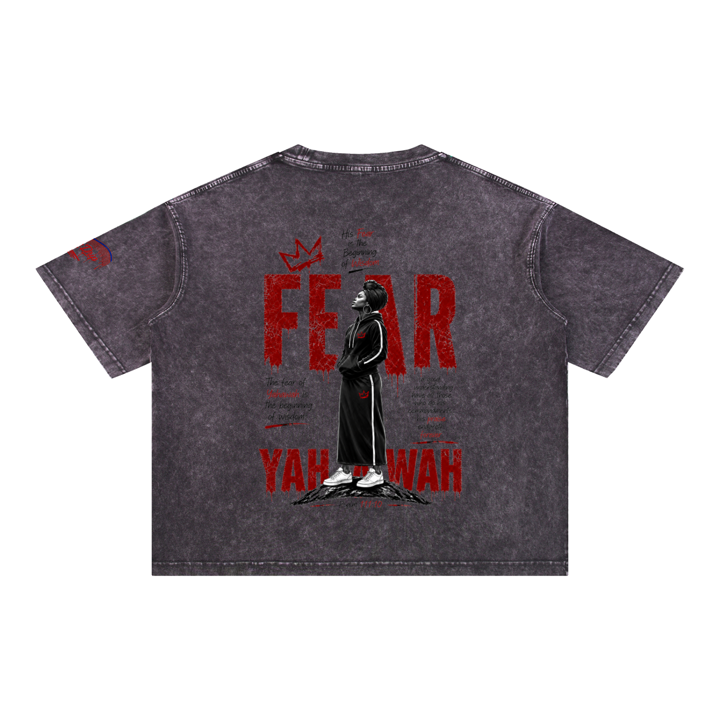 "Ahchyawath Fear Yahawah" Mineral Wash Boxy Cotton T-Shirt