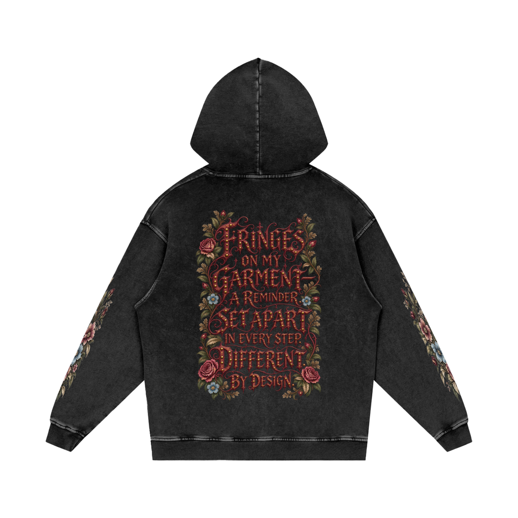 "Fringe Drip Gothic" Snow Washed Loose Cotton Hoodie