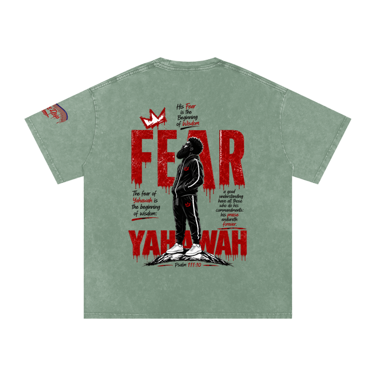 "Ahchyam Fear Yahawah Tee" Snow Washed Oversized Cotton T-Shirt