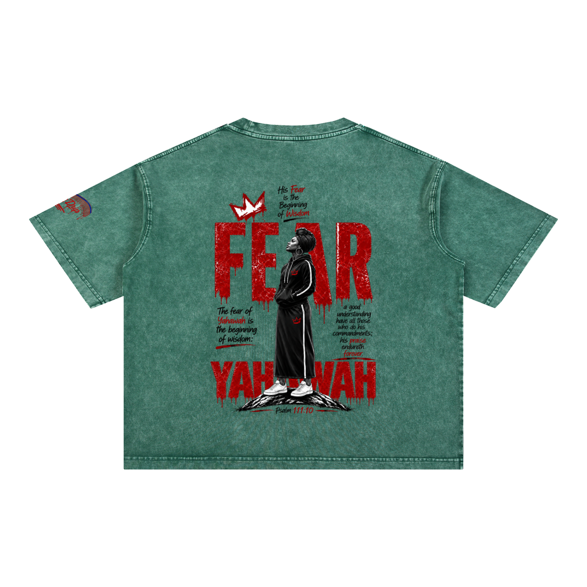 "Woman's Fear Yahawah" Mineral Wash Boxy Cotton T-Shirt
