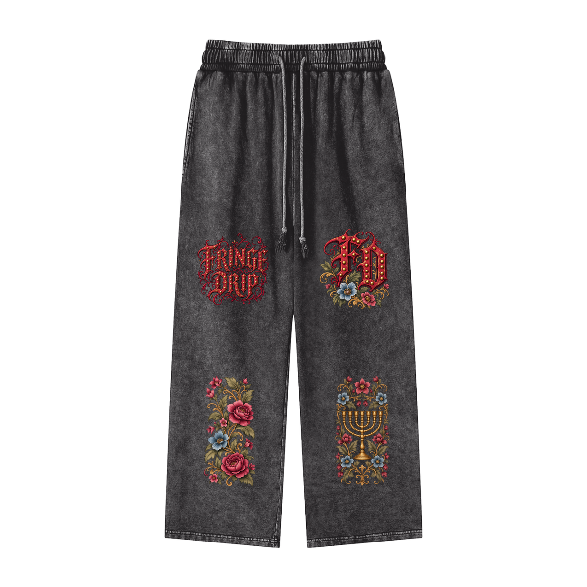 "Fringe Drip Gothic" Snow Washed Straight Leg Pants