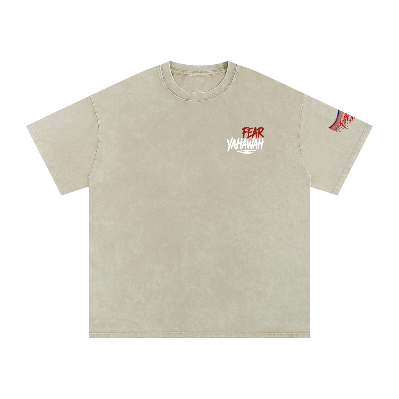 "Ahchyam Fear Yahawah Tee" Snow Washed Oversized Cotton T-Shirt