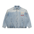 "Psalm 27 Jacket" Unisex Vintage Wash Full-Zip Denim Jacket
