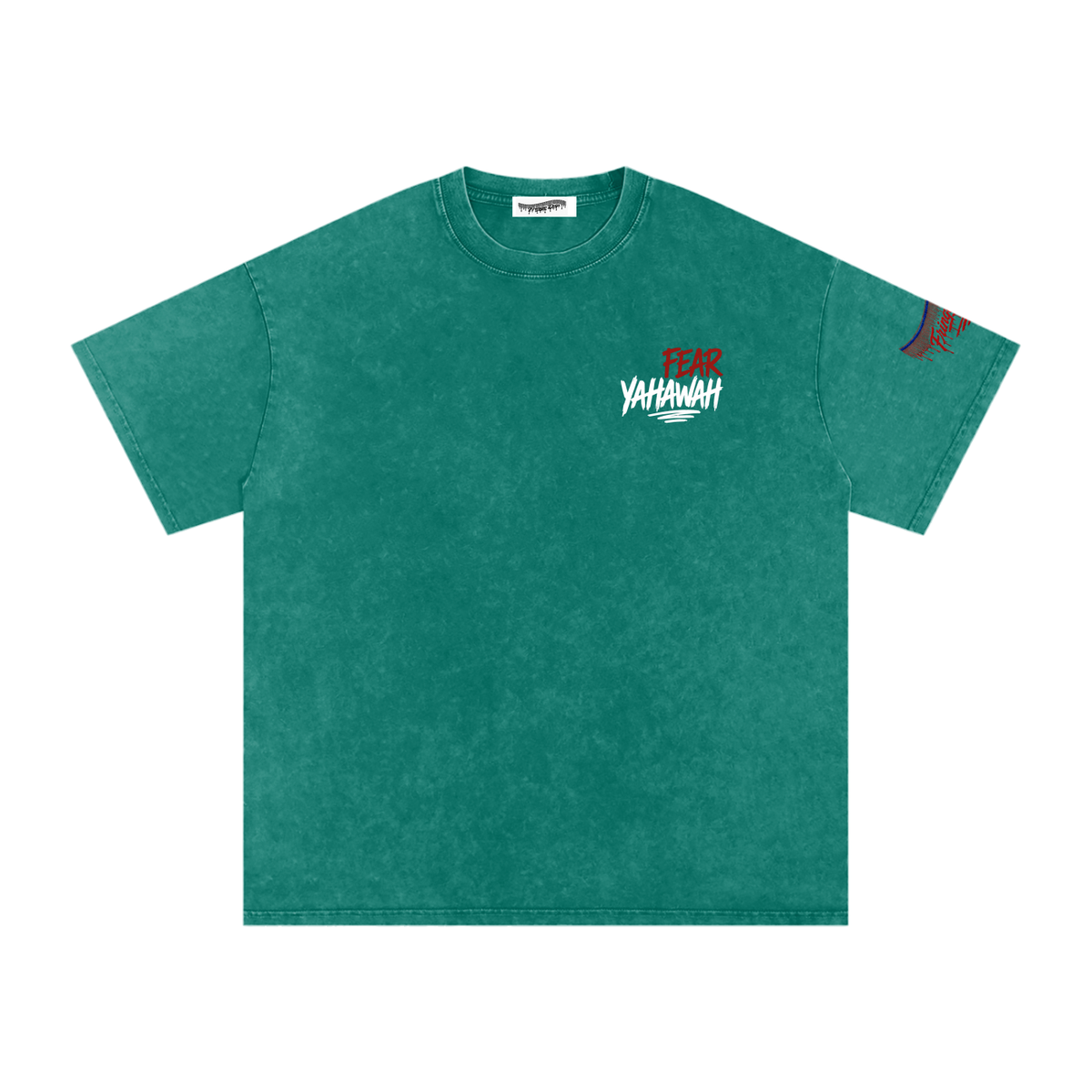 "Ahchyam Fear Yahawah Tee" Snow Washed Oversized Cotton T-Shirt