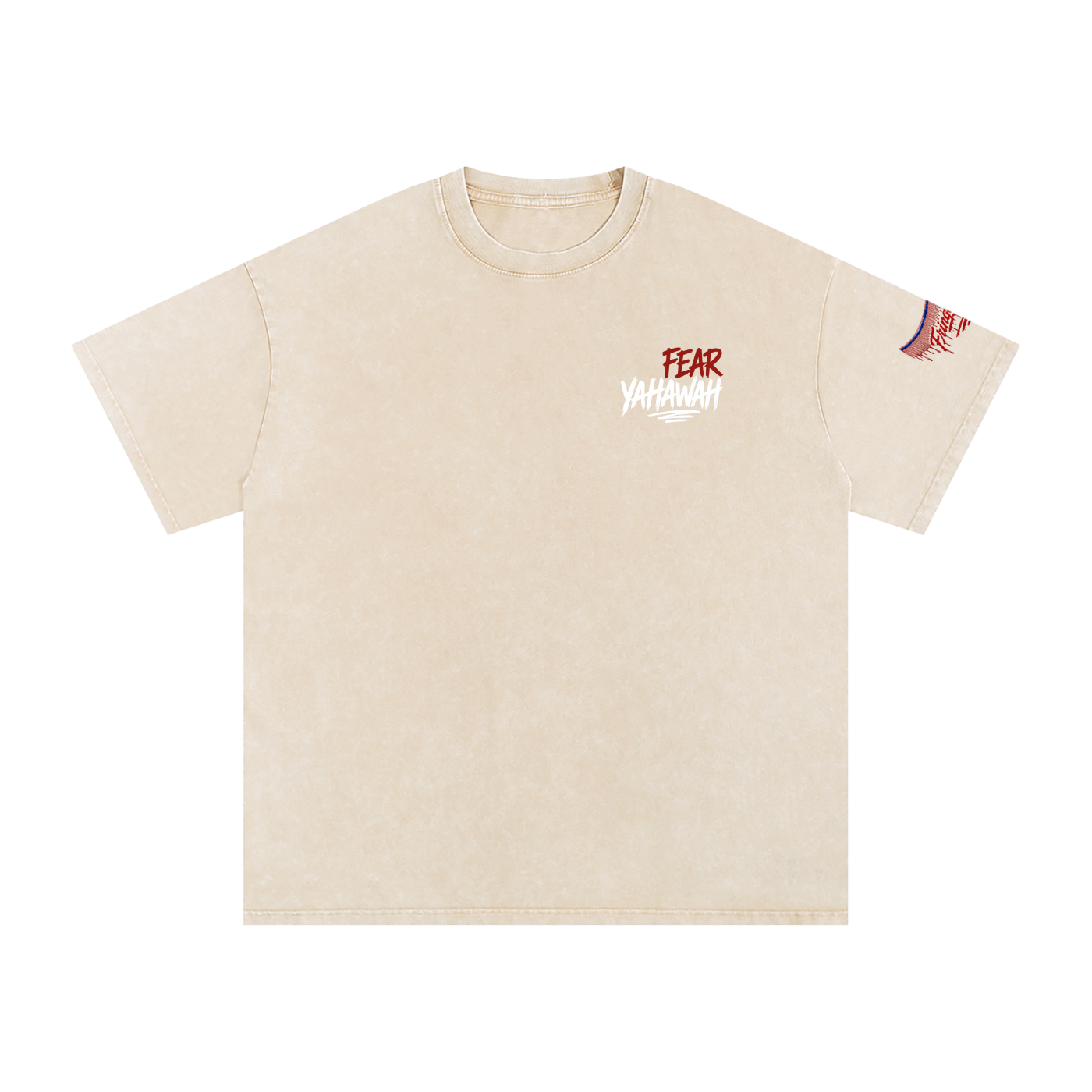 "Ahchyam Fear Yahawah Tee" Snow Washed Oversized Cotton T-Shirt
