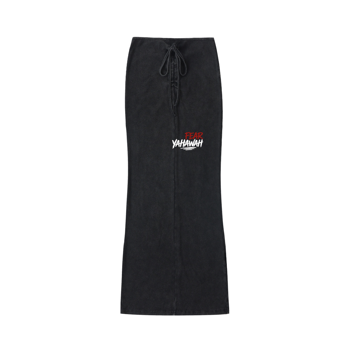"Fear Yahawah Skirt" Dyed Washed Drawstring Maxi Skirt