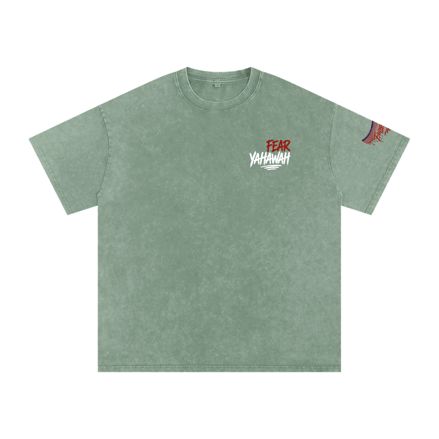 "Ahchyam Fear Yahawah Tee" Snow Washed Oversized Cotton T-Shirt