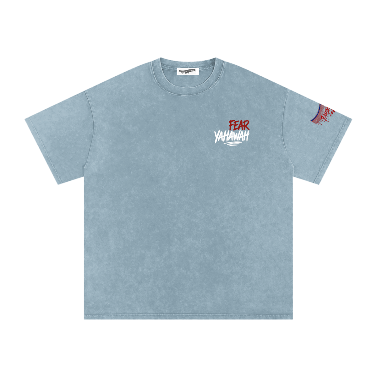 "Ahchyam Fear Yahawah Tee" Snow Washed Oversized Cotton T-Shirt