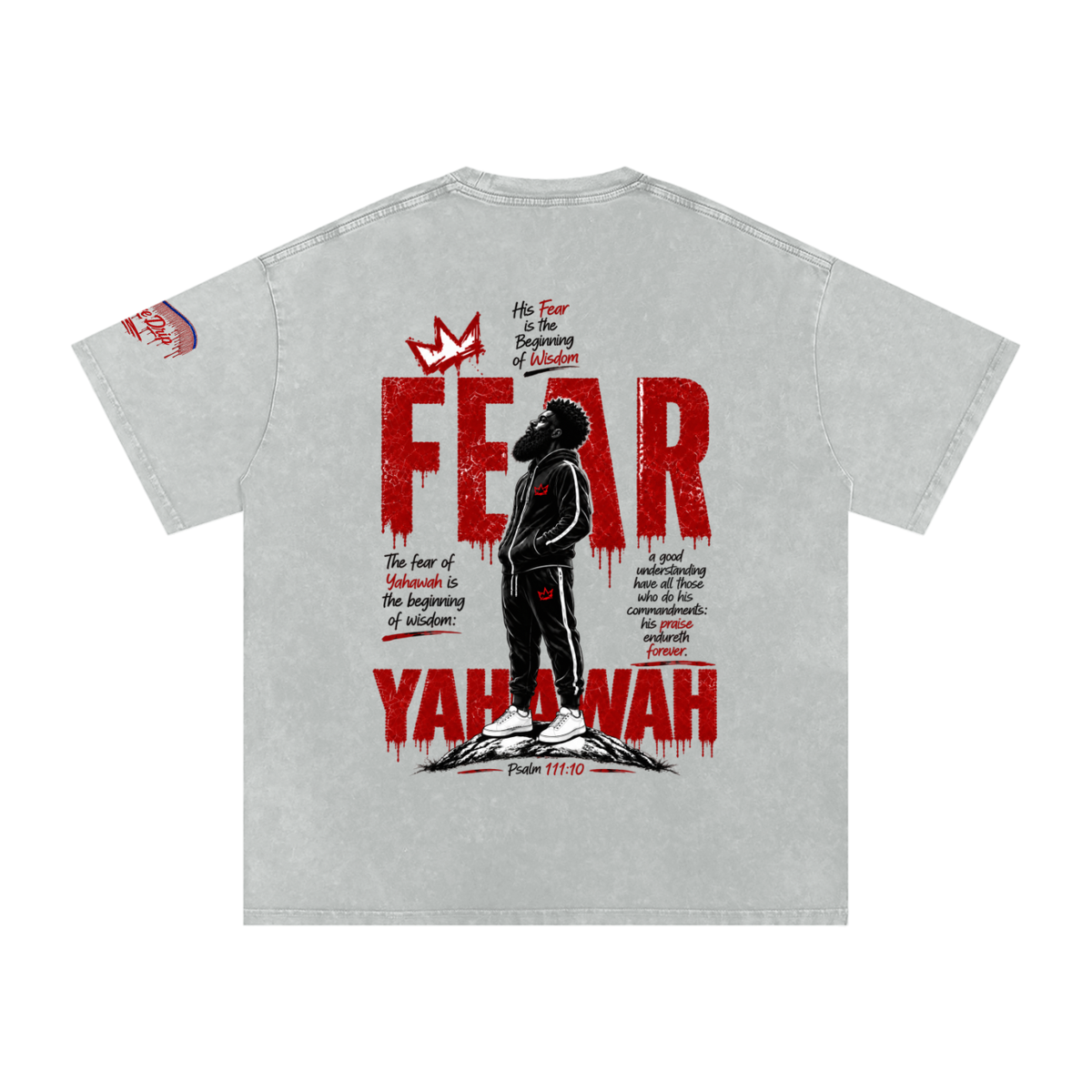 "Ahchyam Fear Yahawah Tee" Snow Washed Oversized Cotton T-Shirt