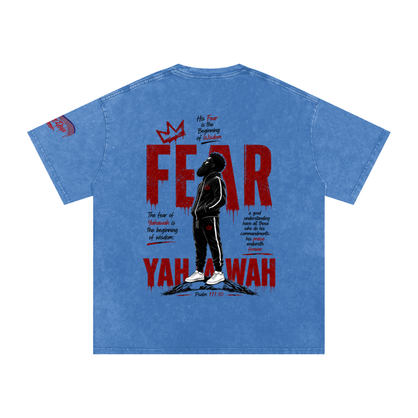 "Ahchyam Fear Yahawah Tee" Snow Washed Oversized Cotton T-Shirt