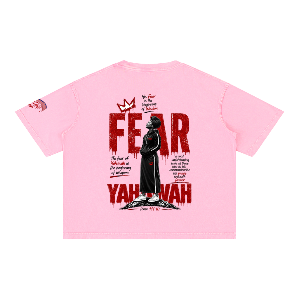 "Woman's Fear Yahawah" Mineral Wash Boxy Cotton T-Shirt