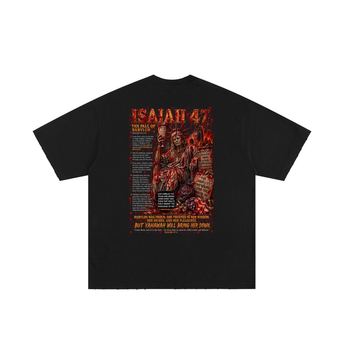 "Mawawath La Babal Tee" Heavyweight Hand-frayed T-Shirt