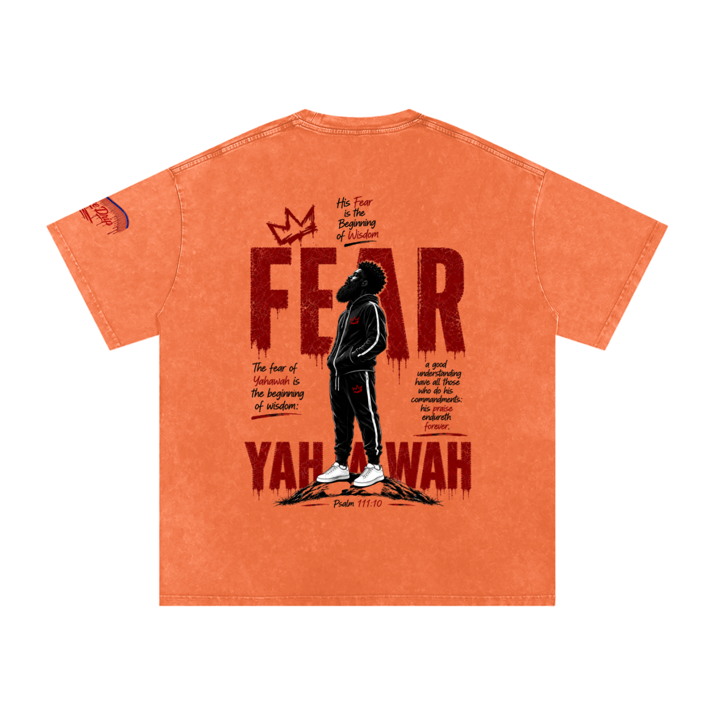 "Ahchyam Fear Yahawah Tee" Snow Washed Oversized Cotton T-Shirt