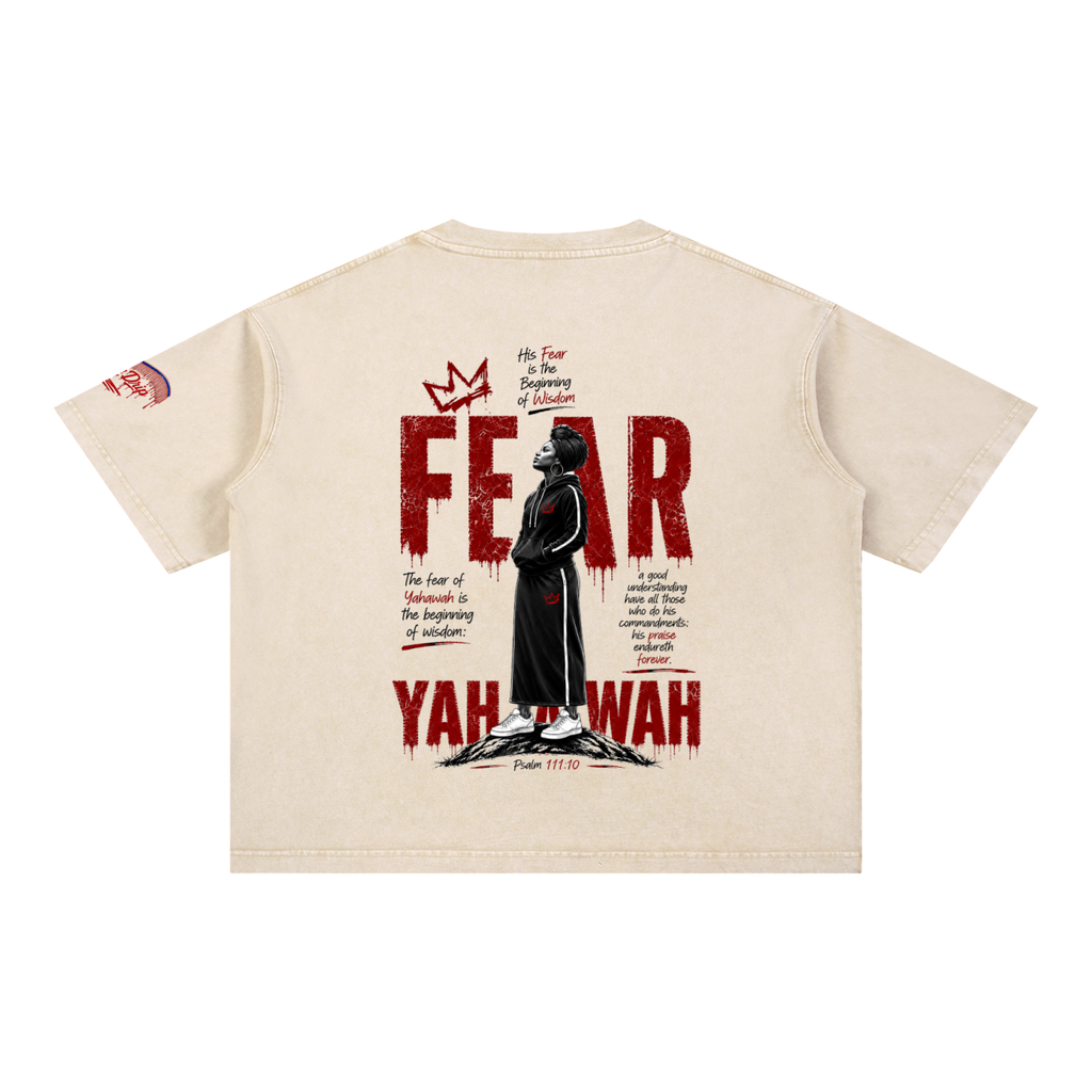 "Ahchyawath Fear Yahawah" Mineral Wash Boxy Cotton T-Shirt