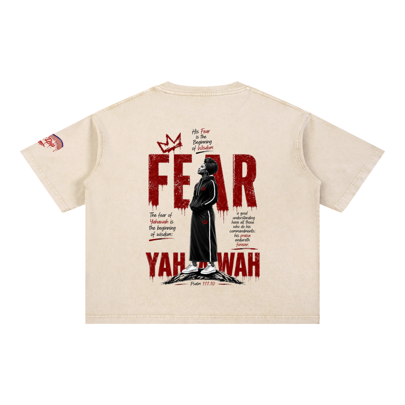 "Ahchyawath Fear Yahawah" Mineral Wash Boxy Cotton T-Shirt