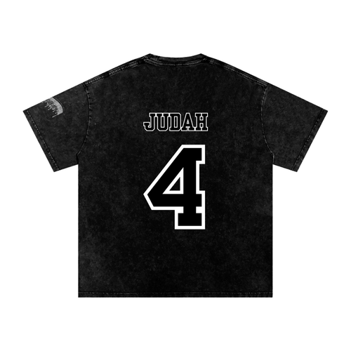 "Black Lion of Judah" Snow Washed Oversized Cotton T-Shirt