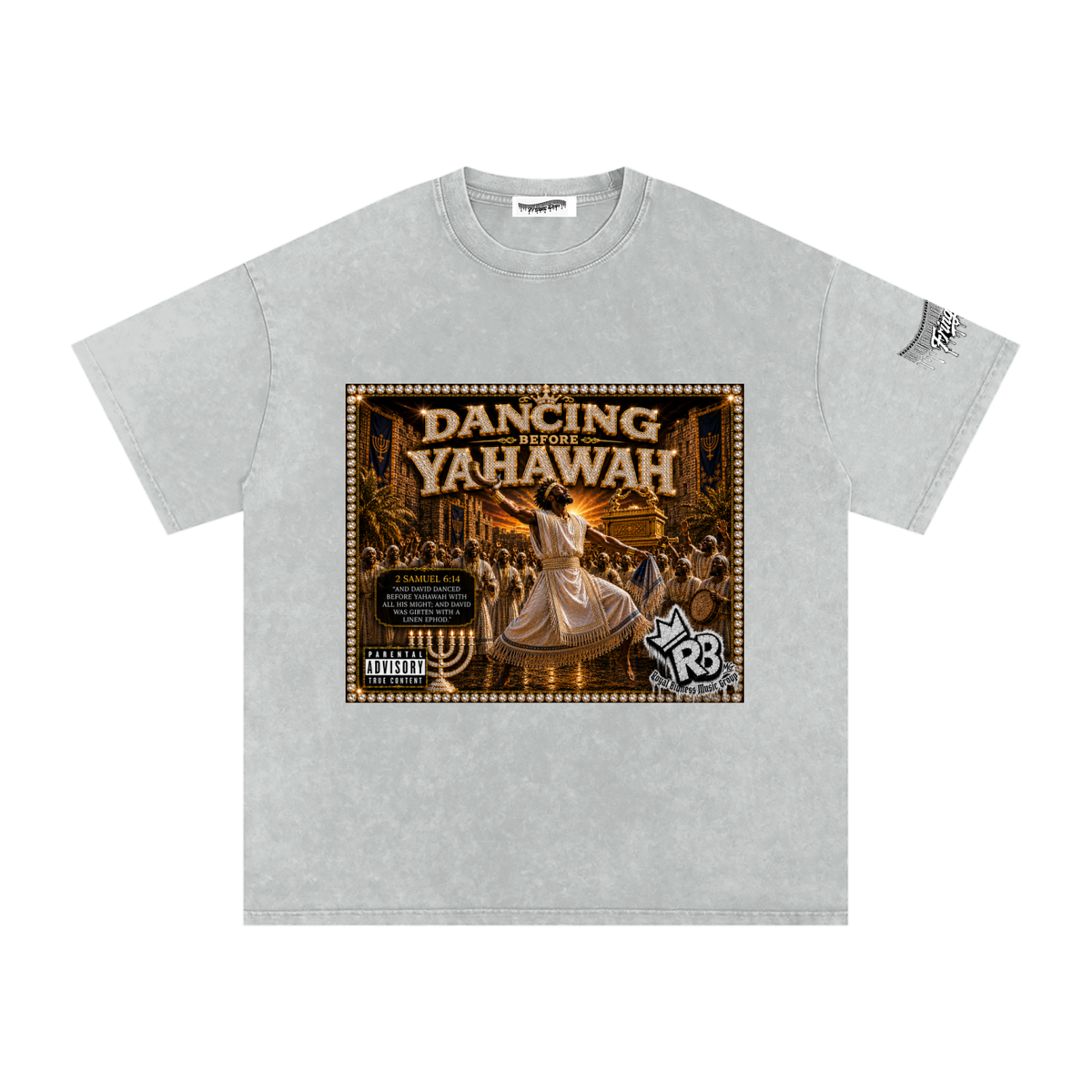 "Dancing Before Yahawah" Snow Washed Oversized Cotton T-Shirt