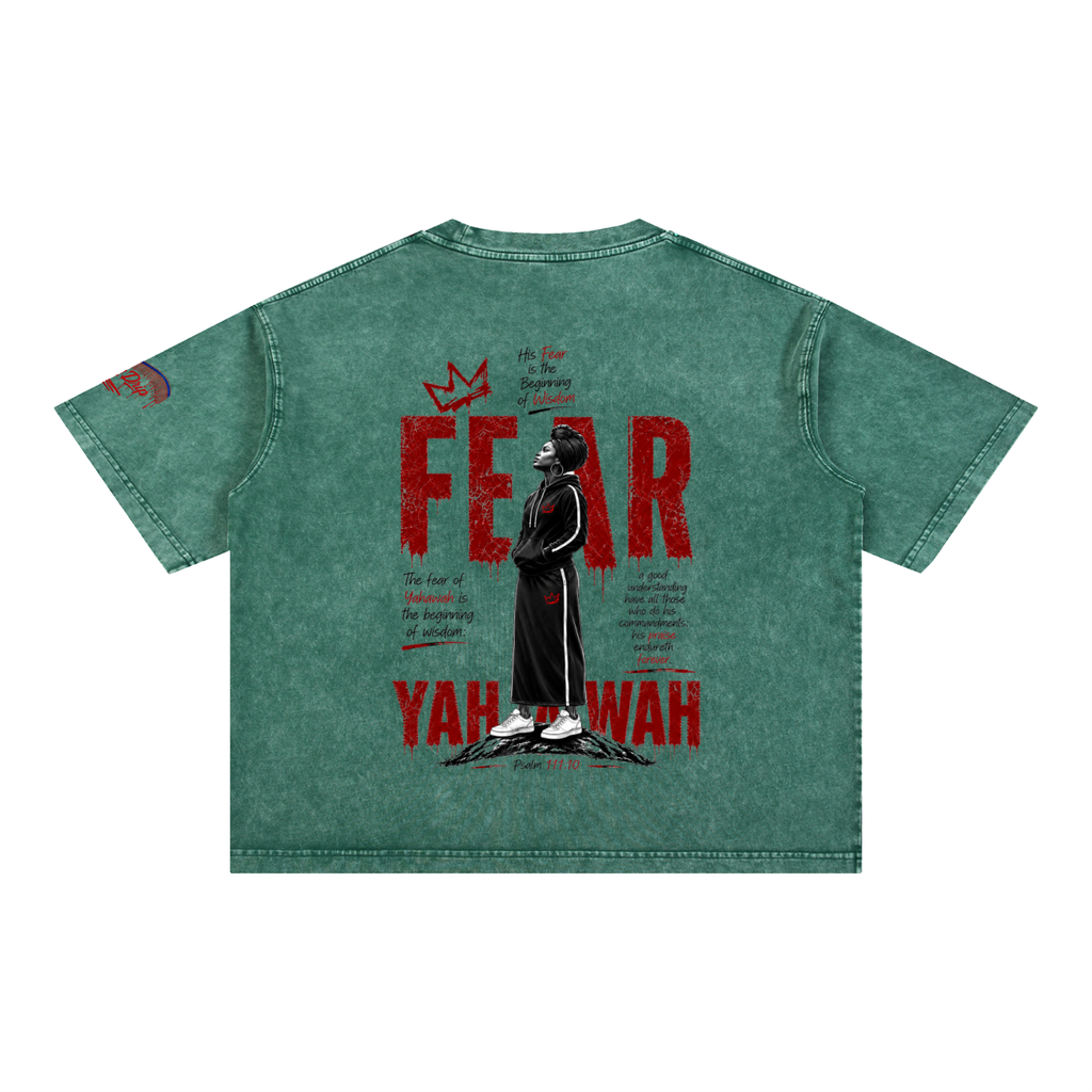 "Ahchyawath Fear Yahawah" Mineral Wash Boxy Cotton T-Shirt