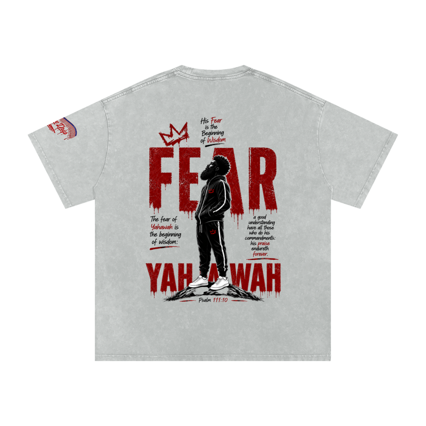 "Ahchyam Fear Yahawah Tee" Snow Washed Oversized Cotton T-Shirt