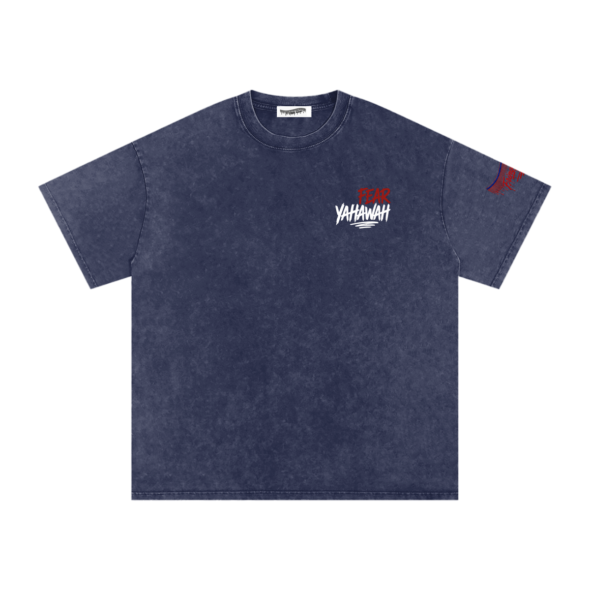 "Ahchyam Fear Yahawah Tee" Snow Washed Oversized Cotton T-Shirt