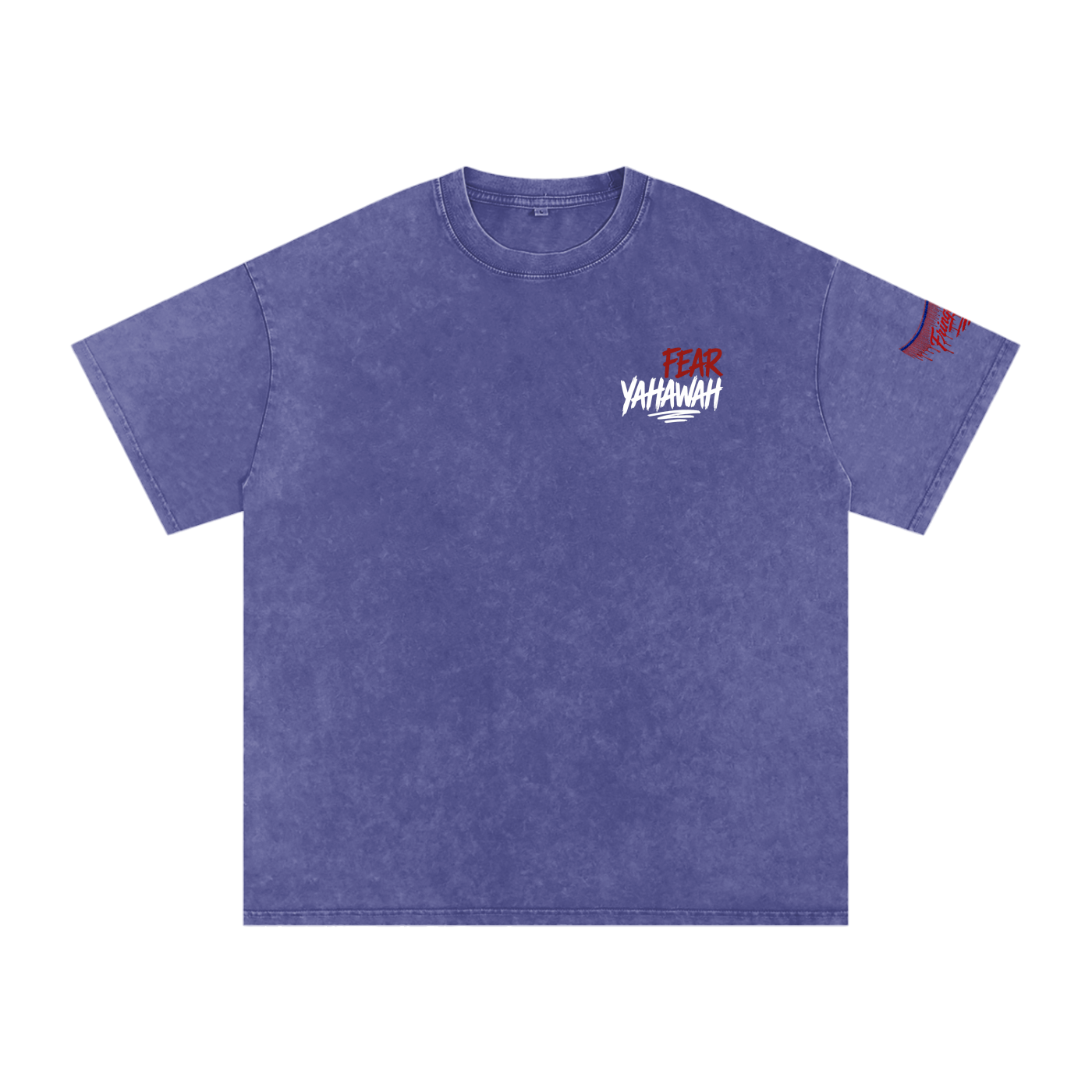 "Ahchyam Fear Yahawah Tee" Snow Washed Oversized Cotton T-Shirt