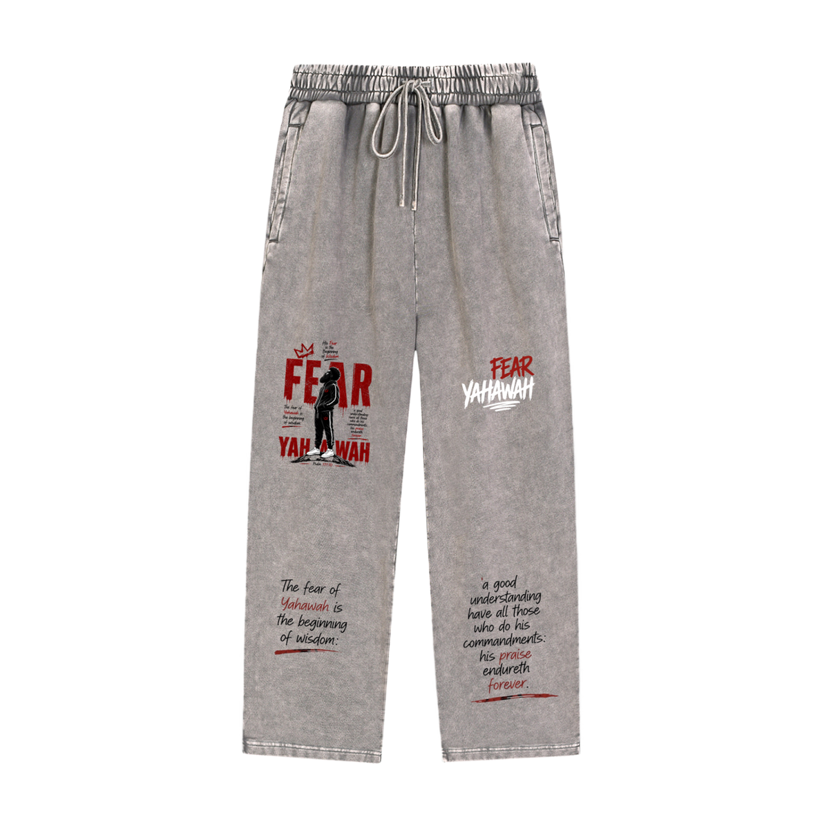 "Fear Yahawah Sweatpants" Snow Wash Heavyweight Sweatpants