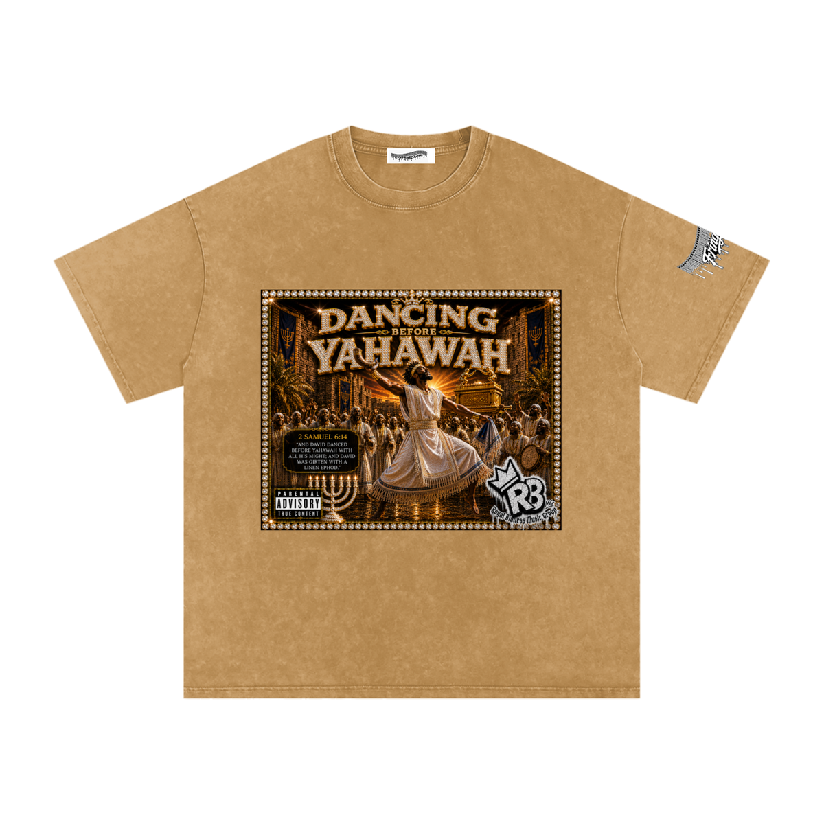 "Dancing Before Yahawah" Snow Washed Oversized Cotton T-Shirt