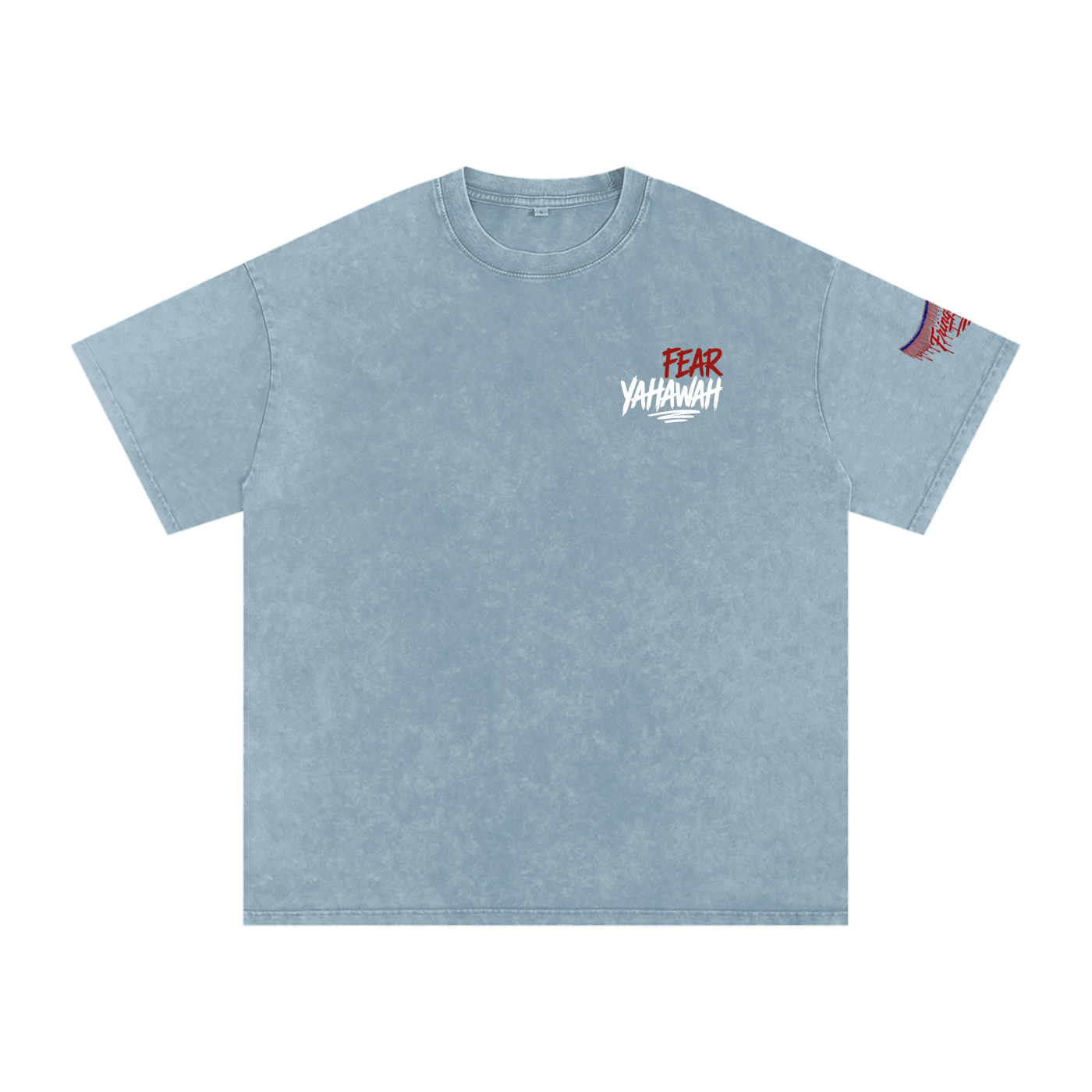 "Ahchyam Fear Yahawah Tee" Snow Washed Oversized Cotton T-Shirt