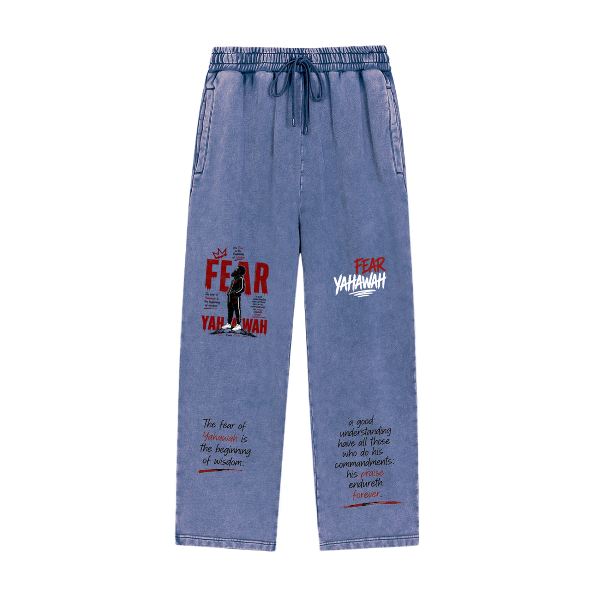 "Fear Yahawah Sweatpants" Snow Wash Heavyweight Sweatpants