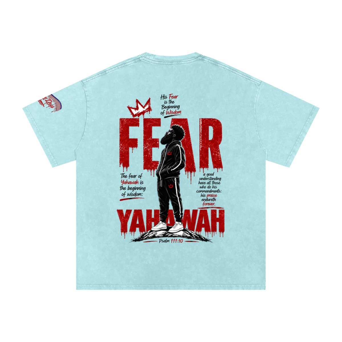 "Ahchyam Fear Yahawah Tee" Snow Washed Oversized Cotton T-Shirt