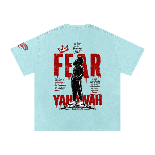 "Ahchyam Fear Yahawah Tee" Snow Washed Oversized Cotton T-Shirt