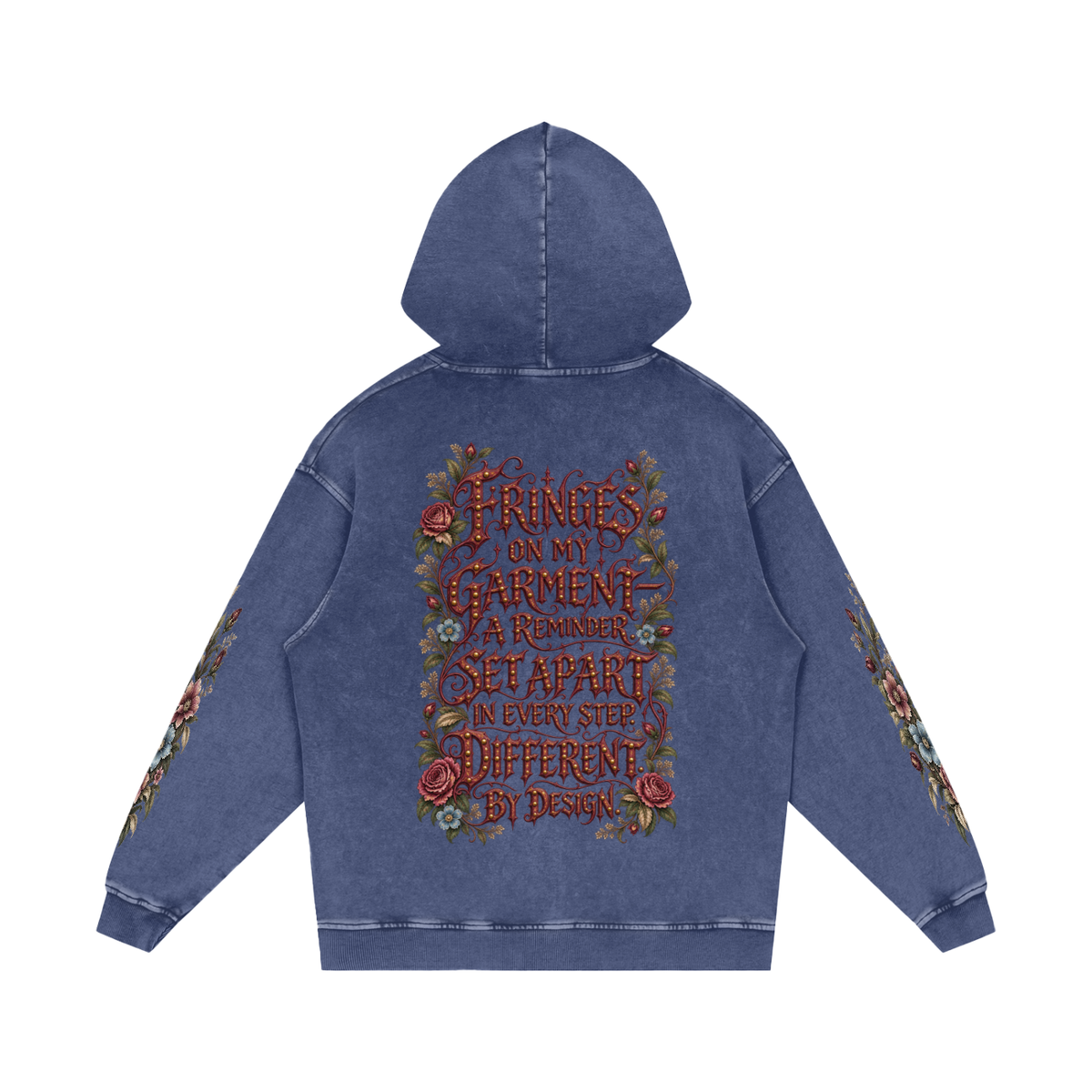 "Fringe Drip Gothic" Snow Washed Loose Cotton Hoodie