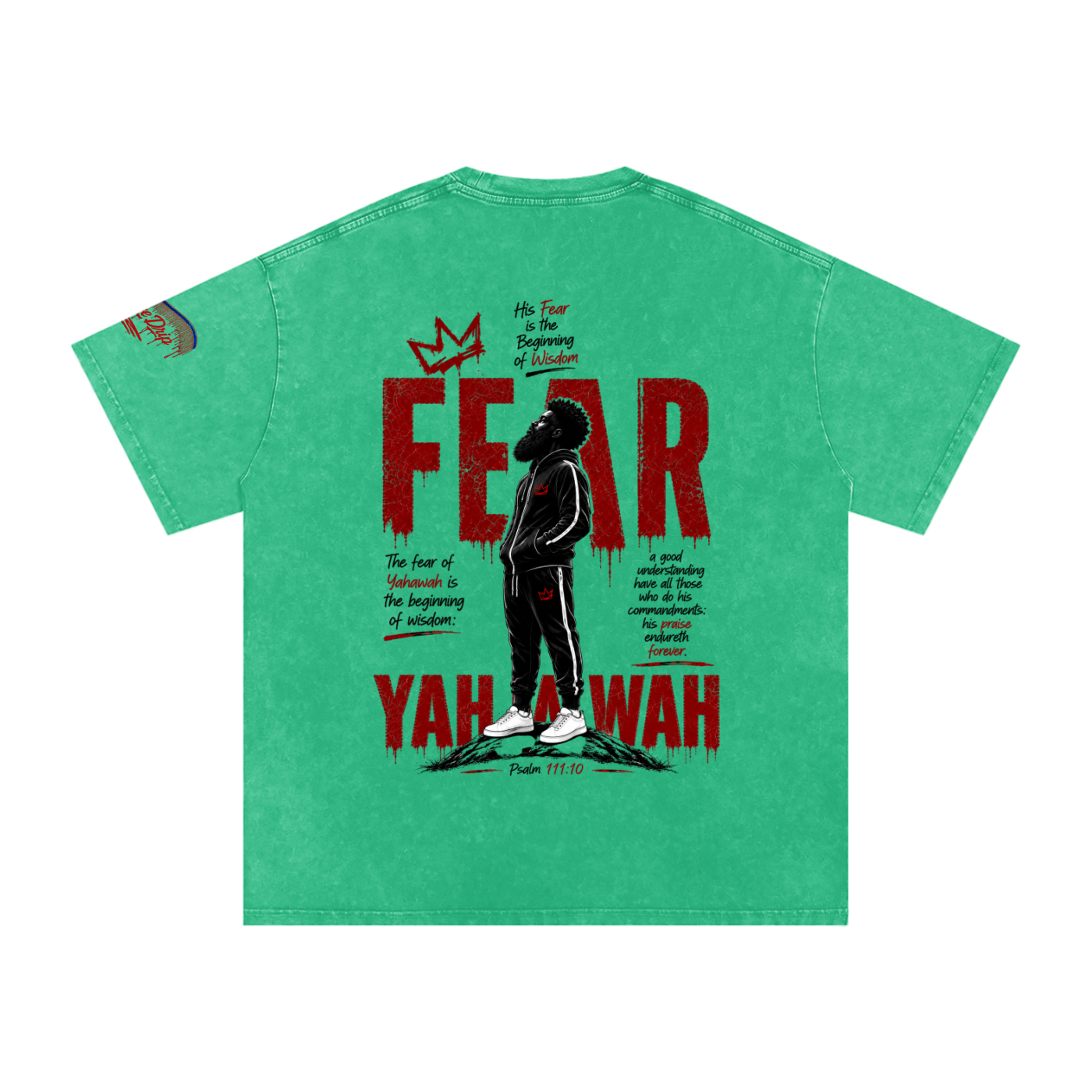 "Ahchyam Fear Yahawah Tee" Snow Washed Oversized Cotton T-Shirt