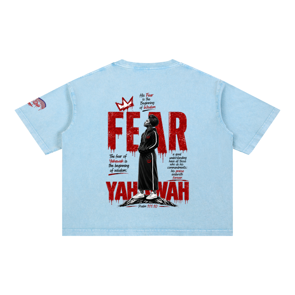 "Woman's Fear Yahawah" Mineral Wash Boxy Cotton T-Shirt