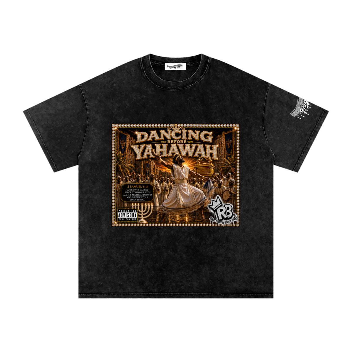 "Dancing Before Yahawah" Snow Washed Oversized Cotton T-Shirt