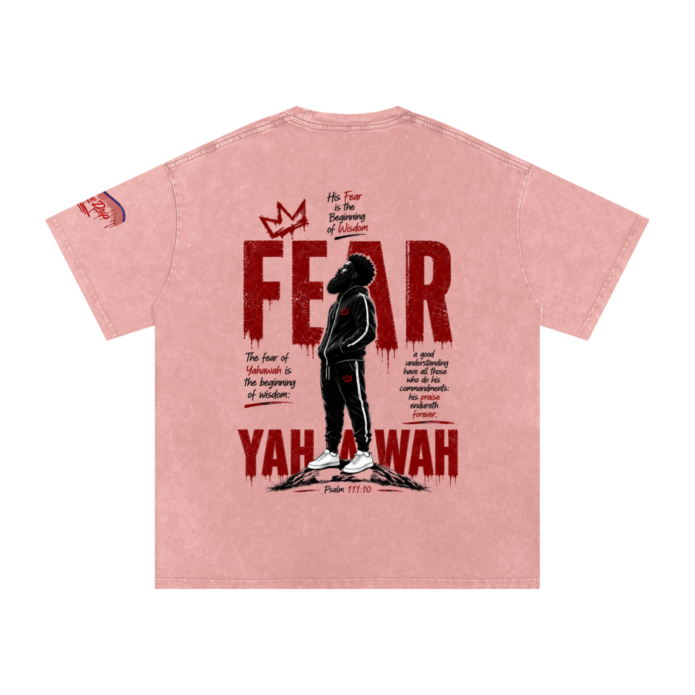 "Ahchyam Fear Yahawah Tee" Snow Washed Oversized Cotton T-Shirt
