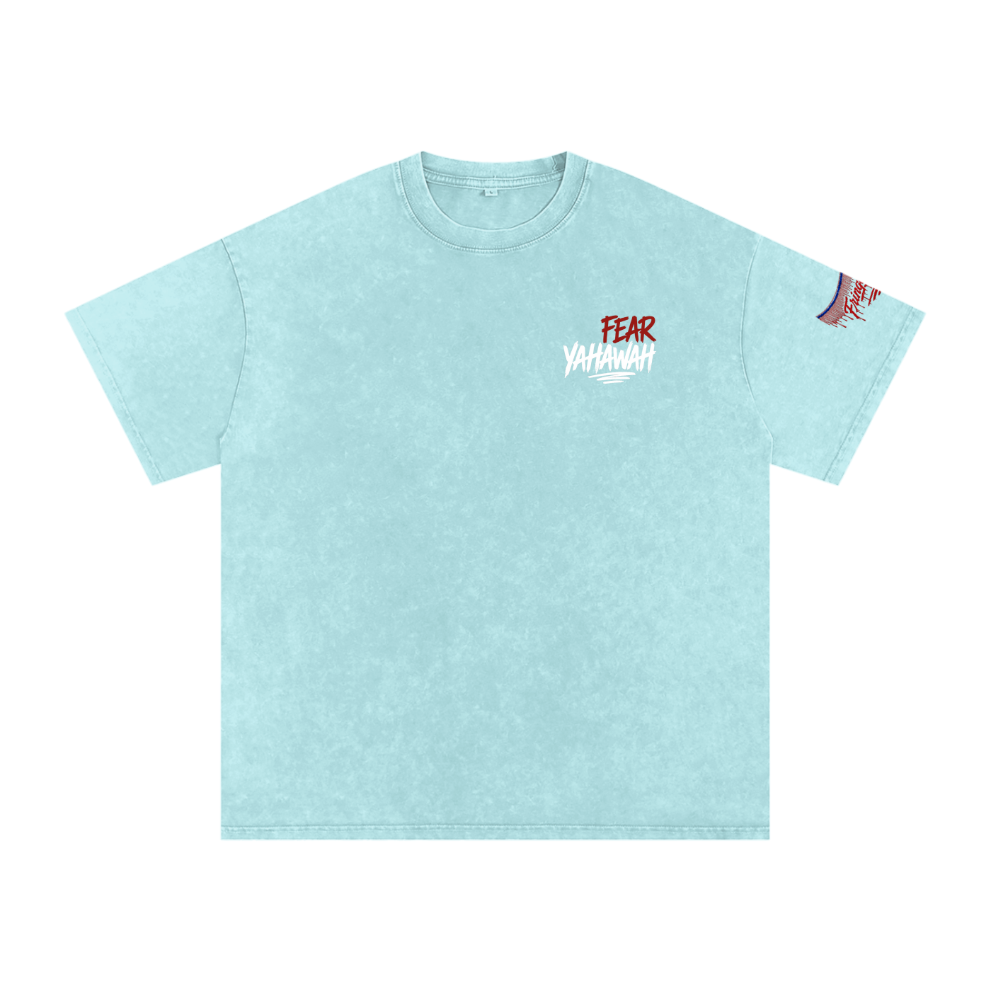 "Ahchyam Fear Yahawah Tee" Snow Washed Oversized Cotton T-Shirt