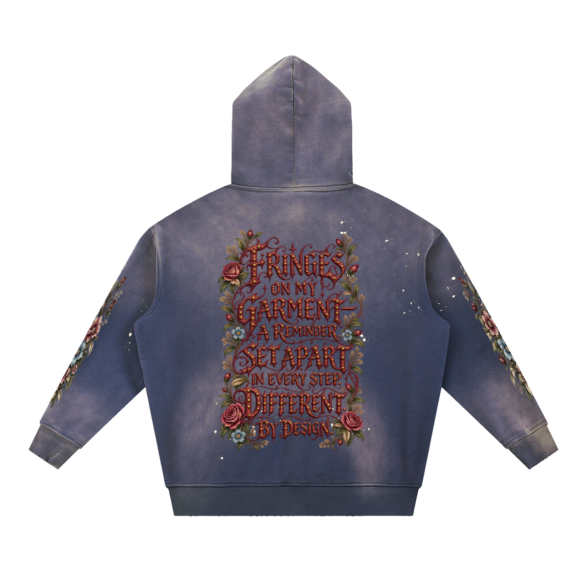 "Fringe Drip Gothic Hoodie" Vintage Washed Frayed Fleece Hoodie