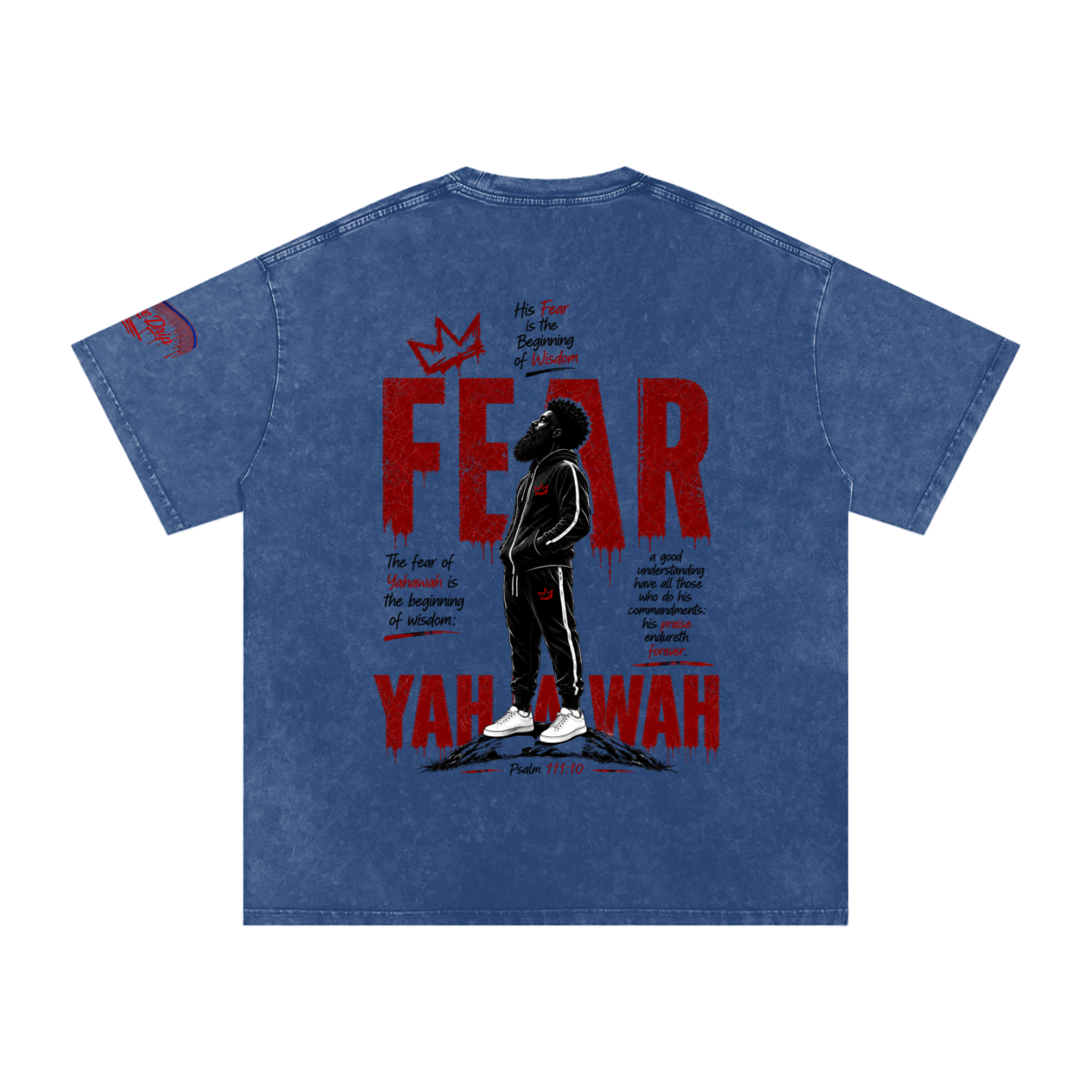 "Ahchyam Fear Yahawah Tee" Snow Washed Oversized Cotton T-Shirt