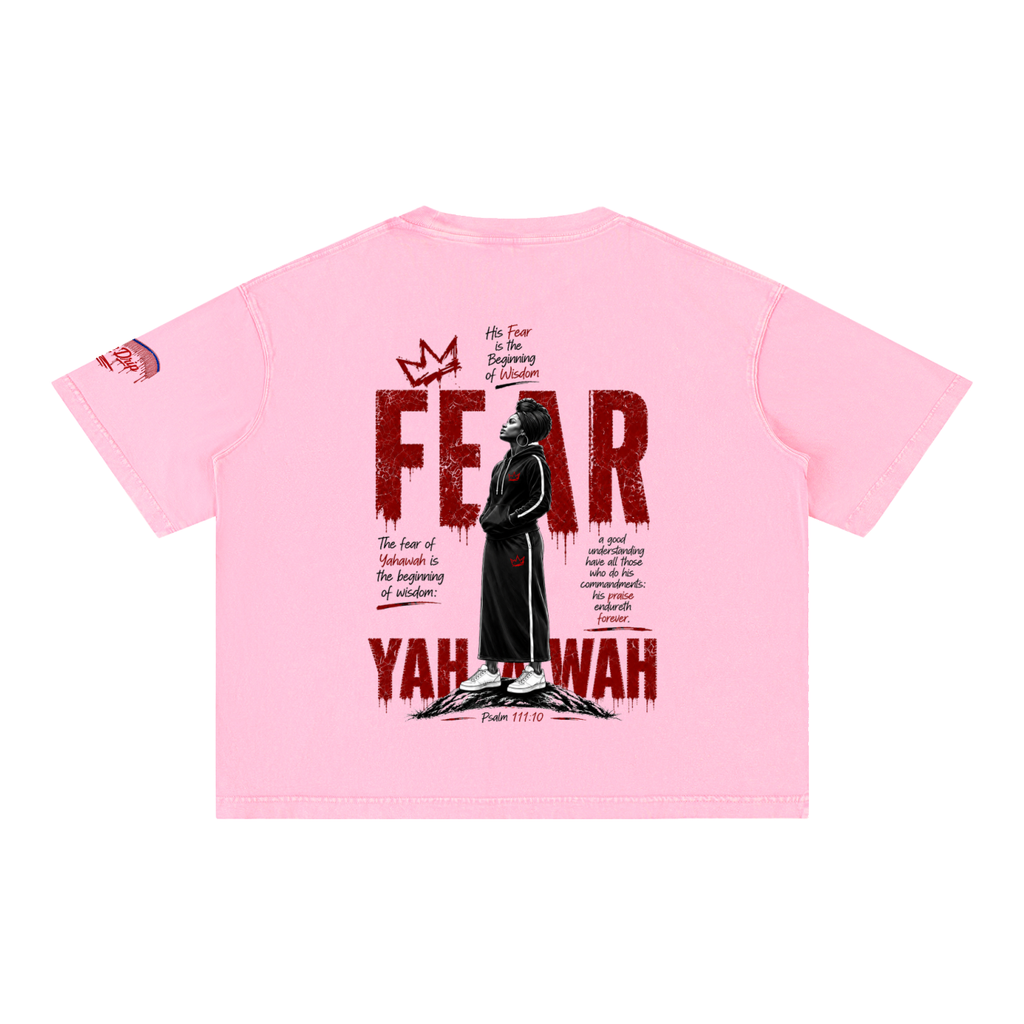 "Ahchyawath Fear Yahawah" Mineral Wash Boxy Cotton T-Shirt
