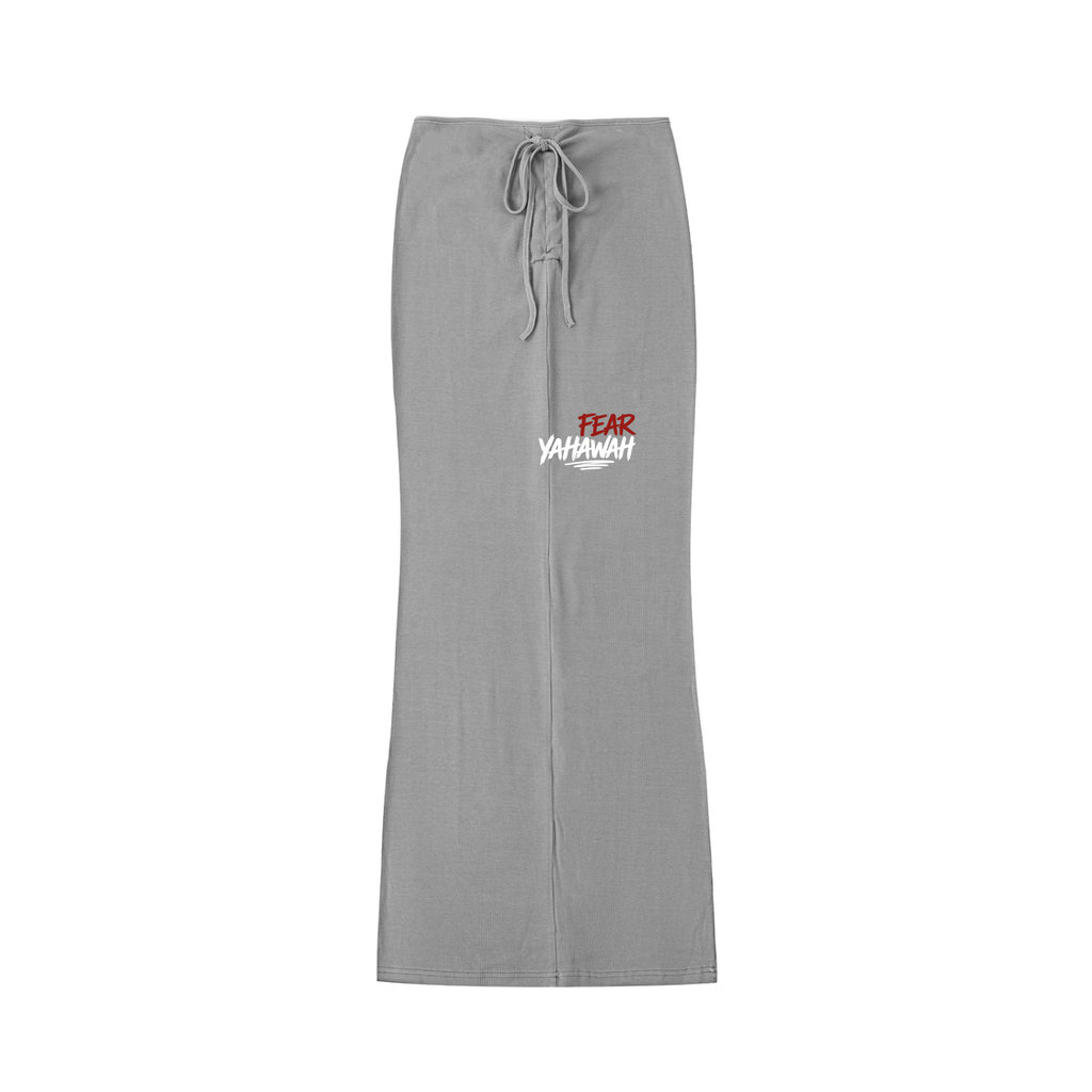 "Fear Yahawah Skirt" Dyed Washed Drawstring Maxi Skirt