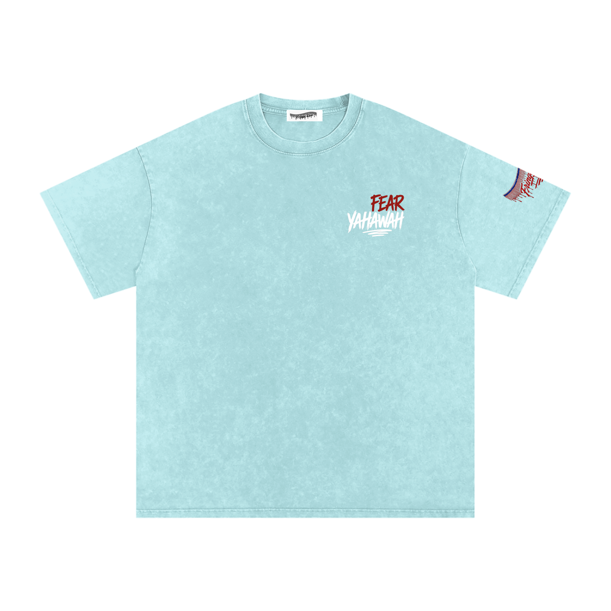 "Ahchyam Fear Yahawah Tee" Snow Washed Oversized Cotton T-Shirt